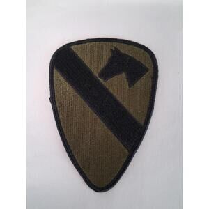 US Army Cavalry Division Subdued Patch OD Green Black SSI VTG 3.5" x 5.25" NOS